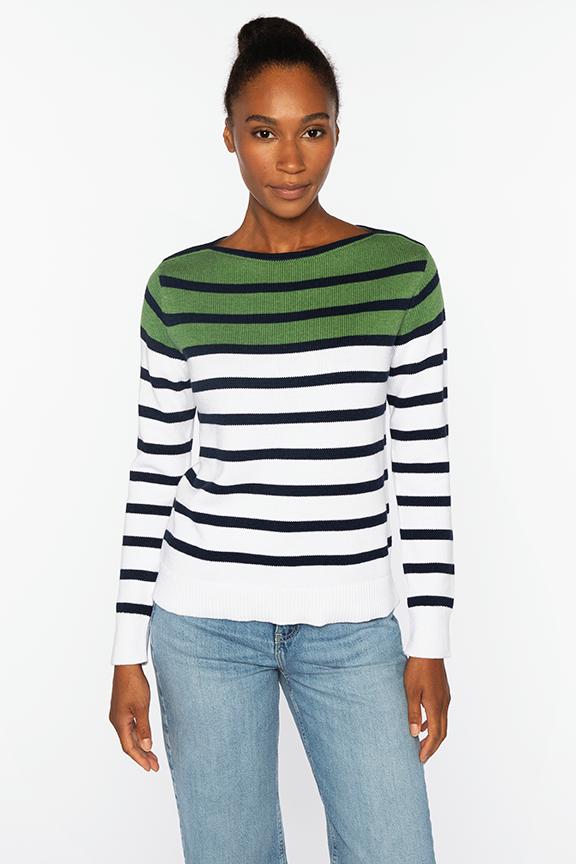 Kinross Striped Boatneck Sweater available at Barbara Katz