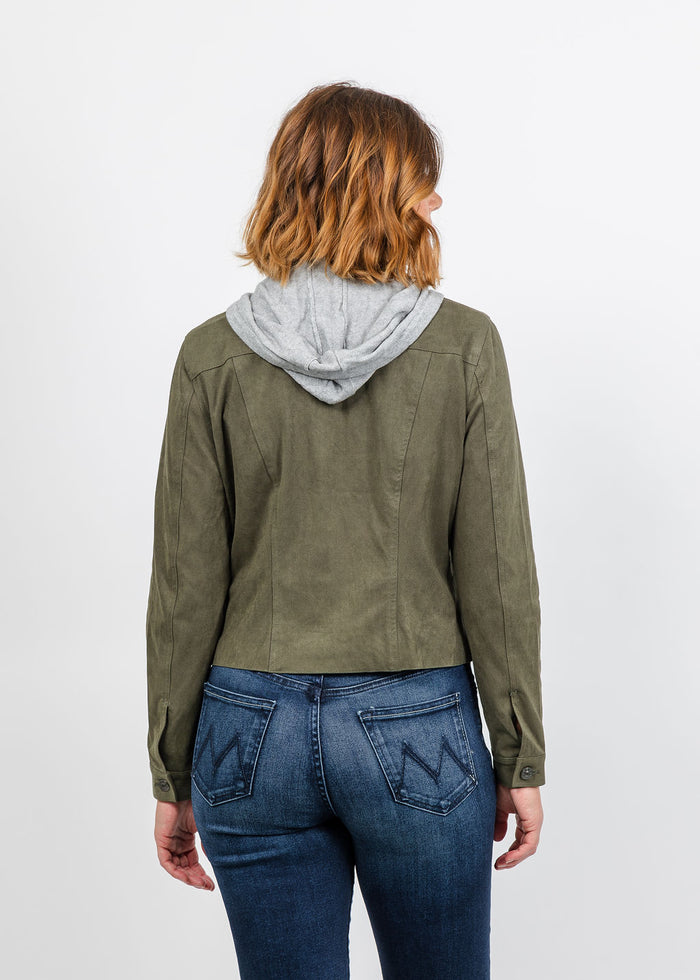 J Society Suede Jacket With Dickey - Military available at Barbara Katz
