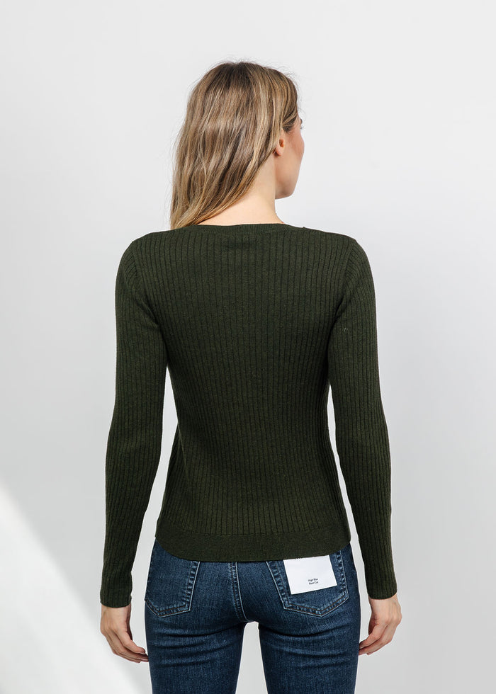J Society Suede Shoulder Patch Top in Military available at Barbara Katz
