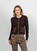 J Society Suede Trim Shaker Cardigan in Coffee Bean available at Barbara Katz