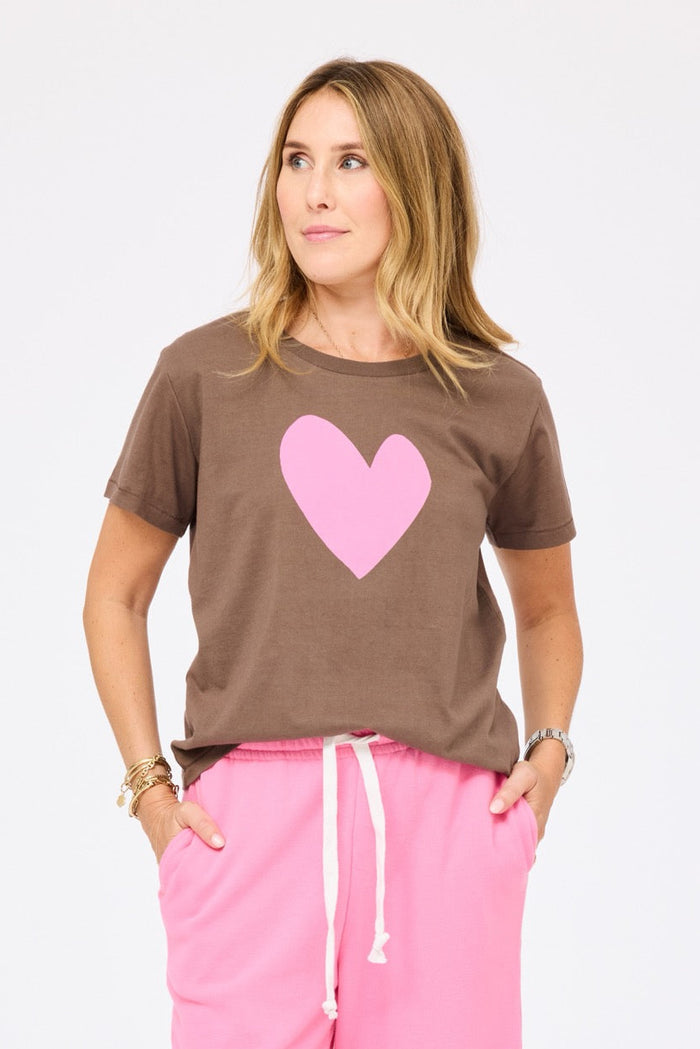 Kerri Rosenthal Suke Imperfect Heart Tee in Caramel Earth/Palm Pink available at Barbara Katz