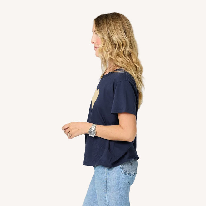 Kerri Rosenthal Suke Imperfect Heart Tee in Indigo Blue/Cream available at Barbara Katz