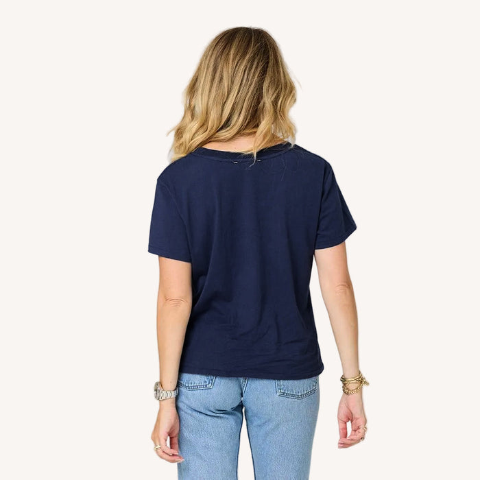 Kerri Rosenthal Suke Imperfect Heart Tee in Indigo Blue/Cream available at Barbara Katz