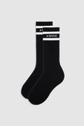 ANINE BING Sully Sporty Socks - Black And White Stripe - front view