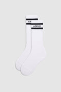 ANINE  BING Sully Sporty Socks - White And Black Stripe - front view