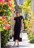 Susie Short Sleeve Dress With Ruffle - Black