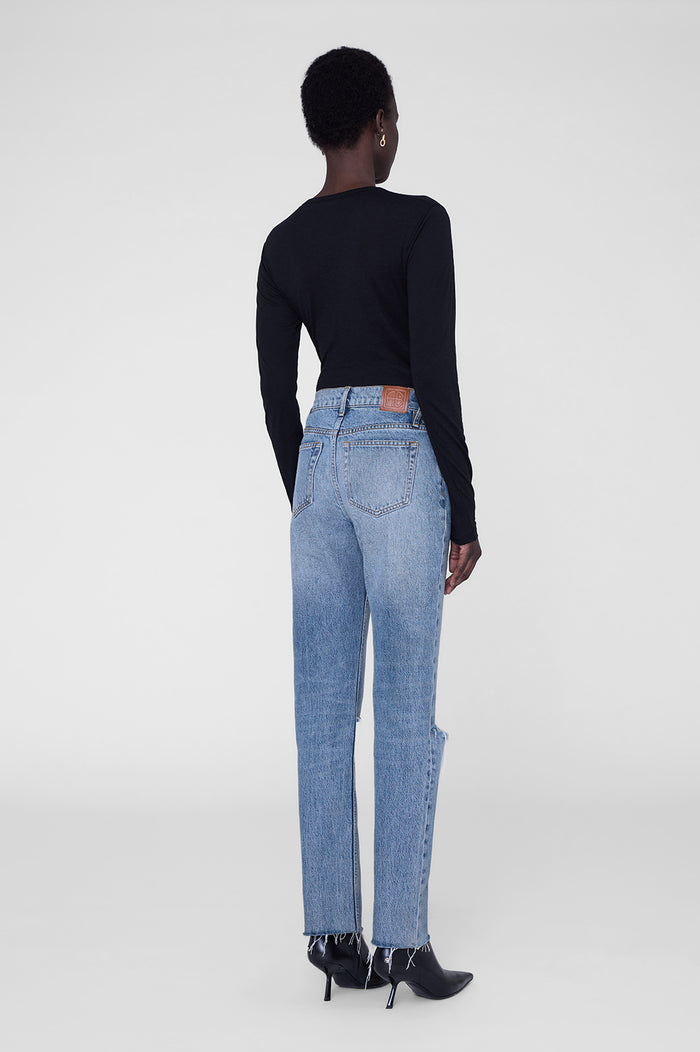 ANINE BING Sylvie Long Sleeve Tee - Black - on model back