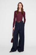 ANINE BING Sylvie Long Sleeve Tee - Fig - on model front