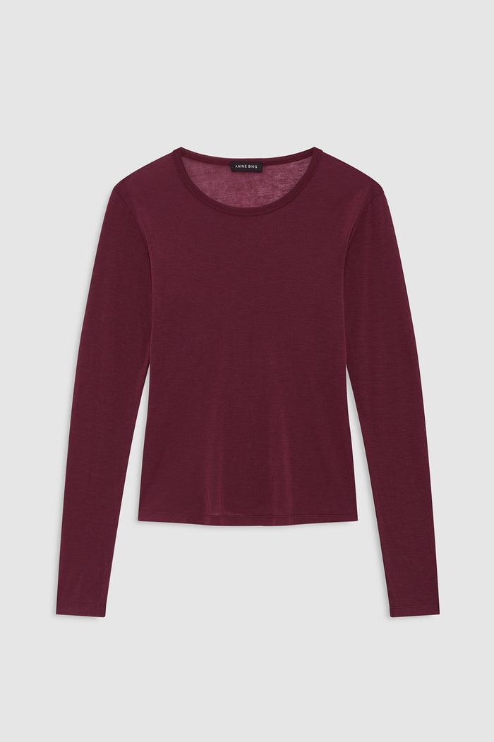 ANINE BING Sylvie Long Sleeve Tee - Fig - front view