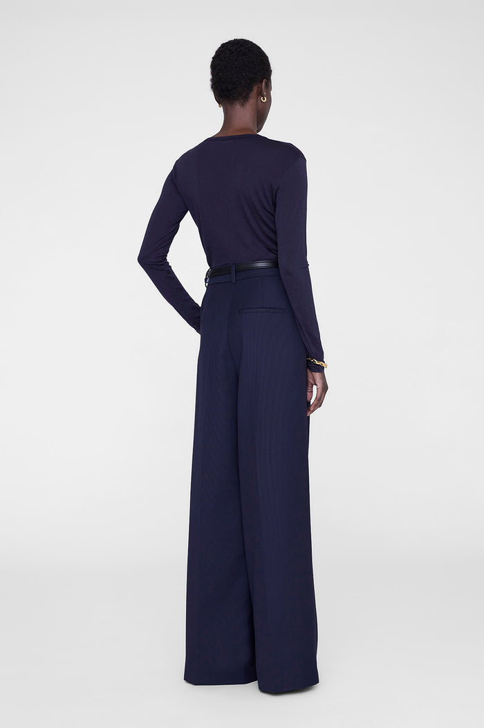 ANINE BING Sylvie Long Sleeve Tee - Midnight Blue - on model back
