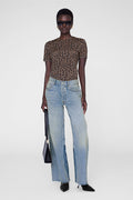 ANINE BING Sylvie Tee - Black And Brown Leopard - On Model Front