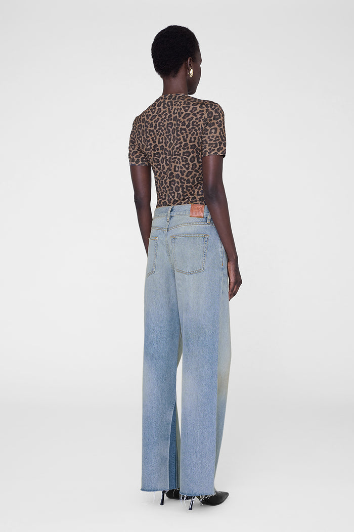 ANINE BING Sylvie Tee - Black And Brown Leopard - On Model Back
