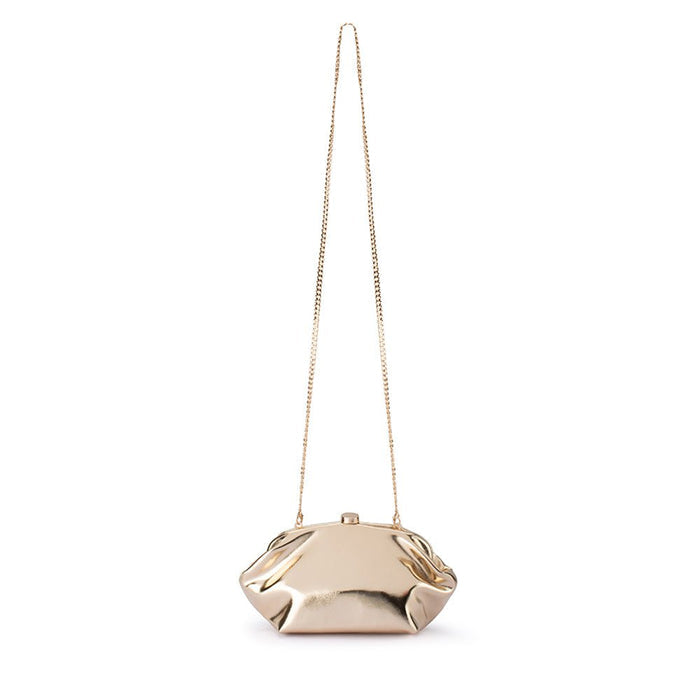 Olga Berg Tally Metallic Clutch in Gold available at Barbara Katz