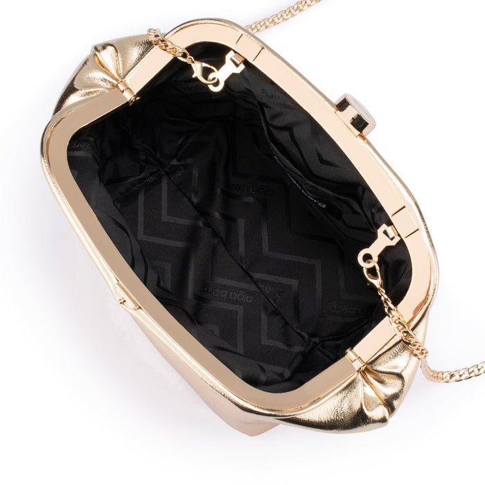 Olga Berg Tally Metallic Clutch in Gold available at Barbara Katz