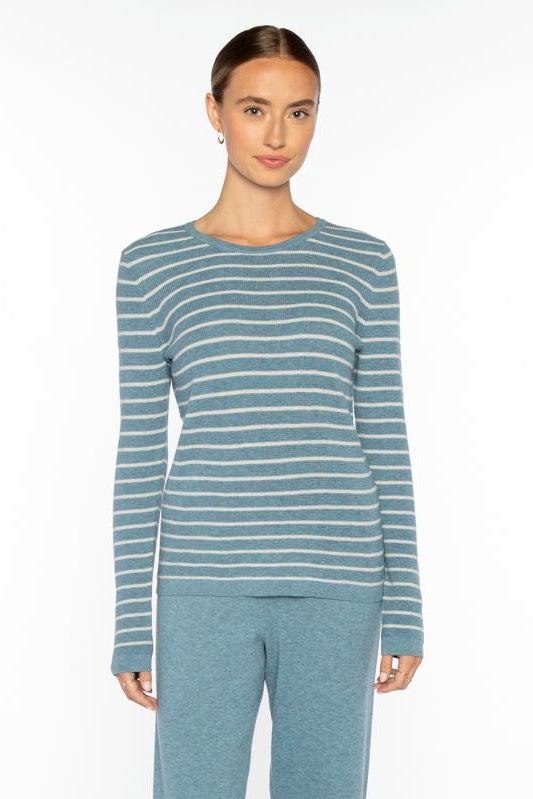 Kinross Texture Stripe Crew Sweater available at Barbara Katz