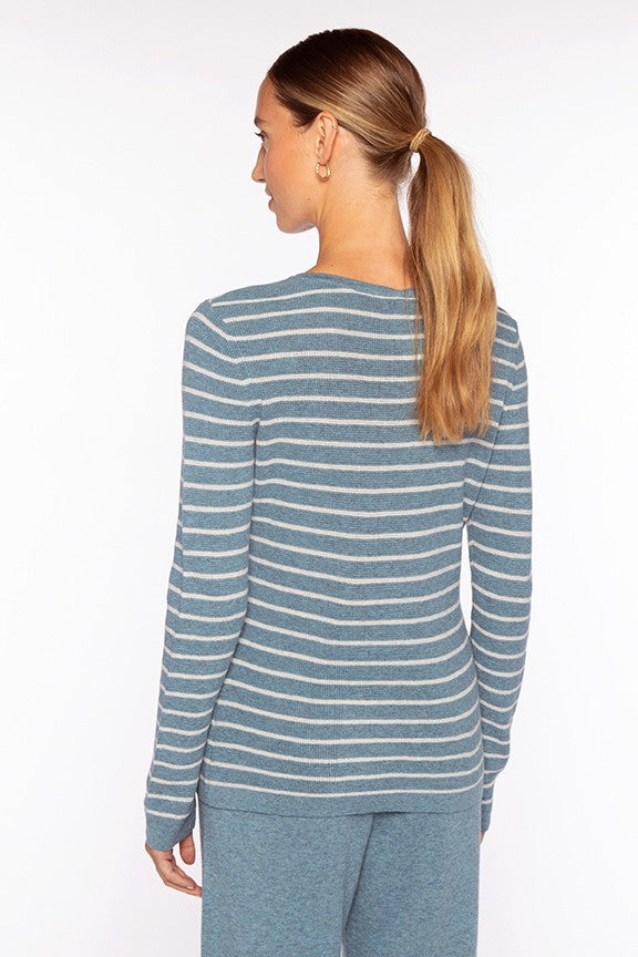 Kinross Texture Stripe Crew Sweater available at Barbara Katz
