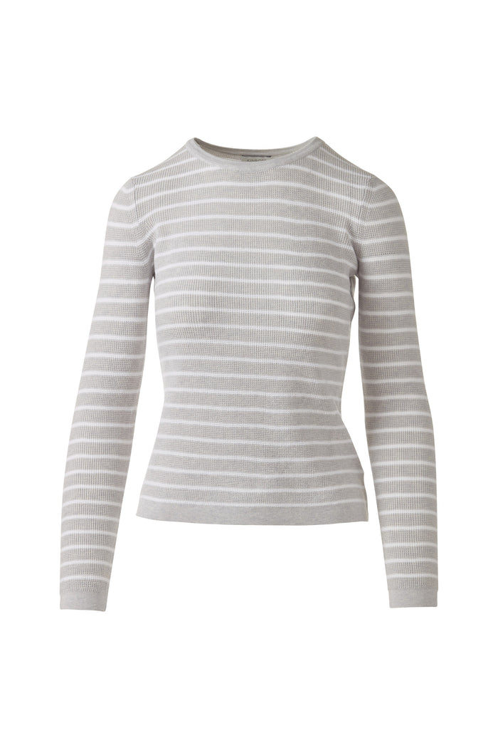 Kinross Texture Stripe Crew Sweater available at Barbara Katz