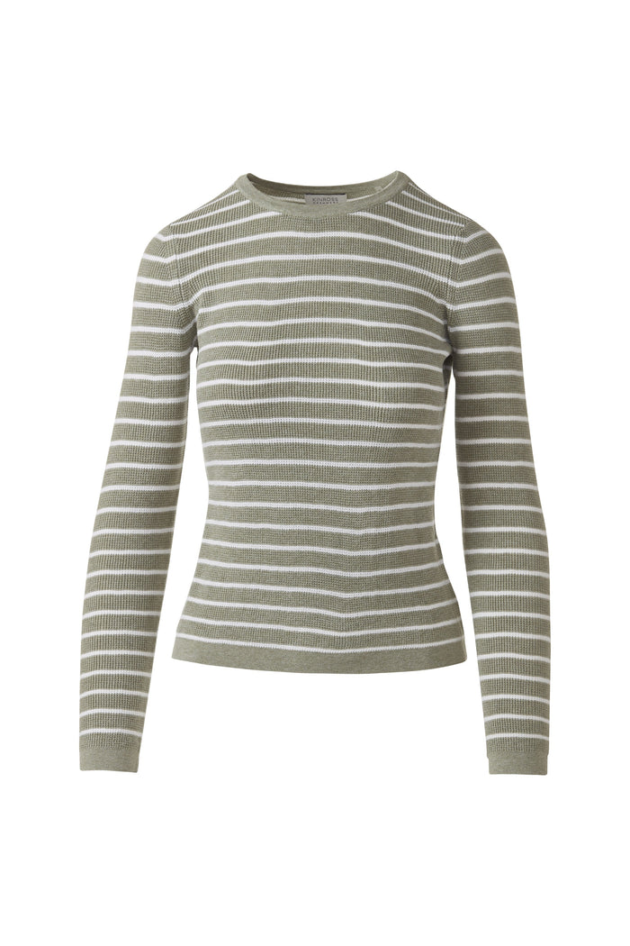 Kinross Texture Stripe Crew Sweater available at Barbara Katz