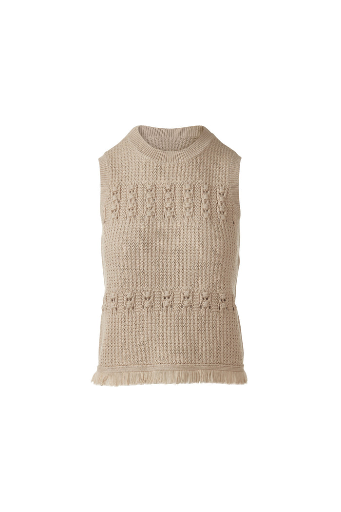 Kinross Textured Fringe Sleeveless Crew Sweater available at Barbara Katz