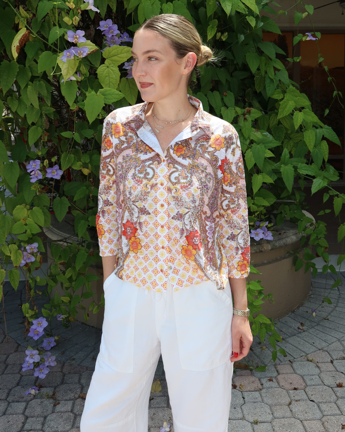David Cline The Anya Crop Shirt in Vine available at Barbara Katz
