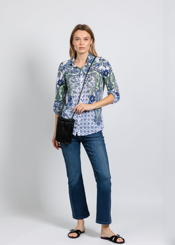 David Cline The Artisan Roll Up Shirt in Stem available at Barbara Katz