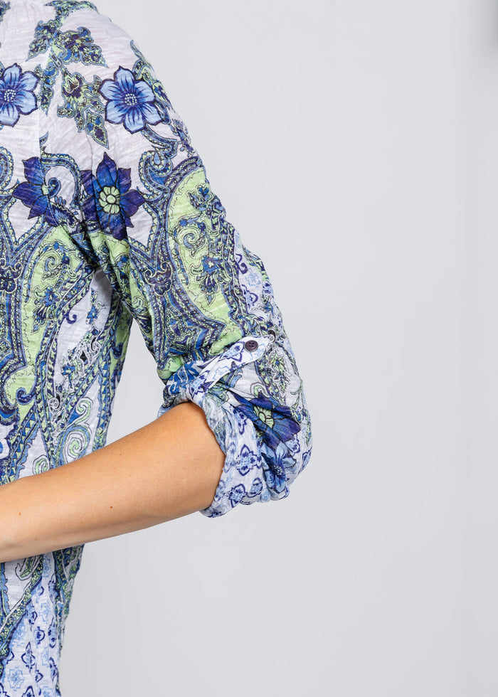 David Cline The Artisan Roll Up Shirt in Stem available at Barbara Katz
