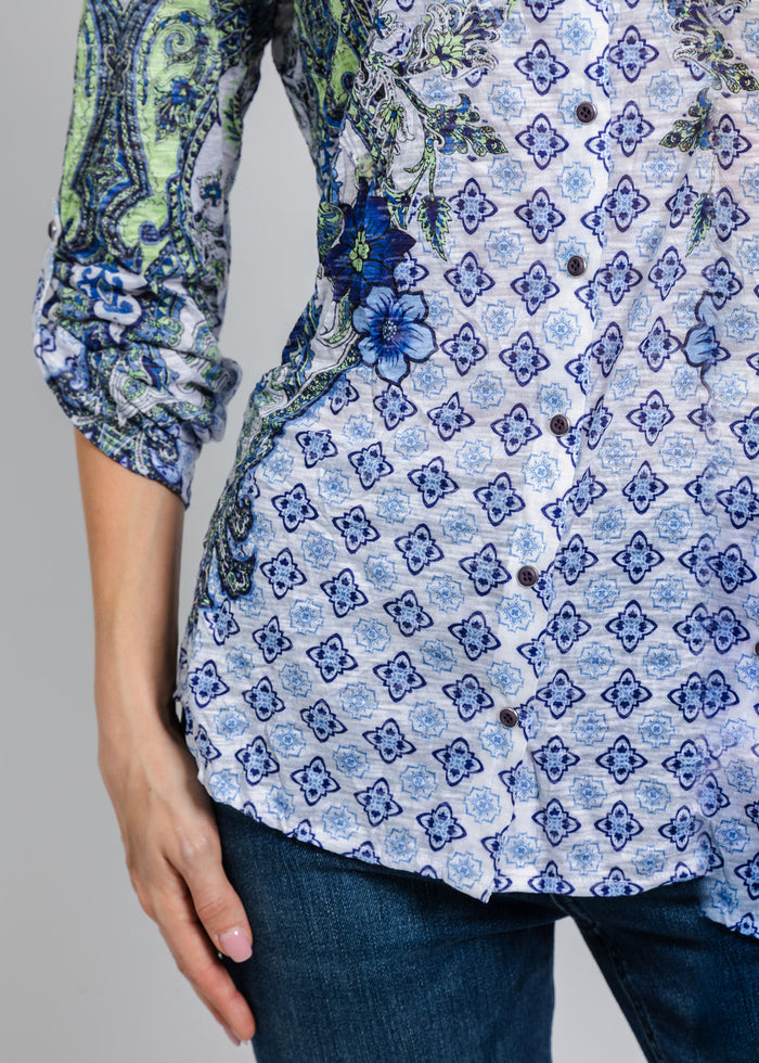 David Cline The Artisan Roll Up Shirt in Stem available at Barbara Katz