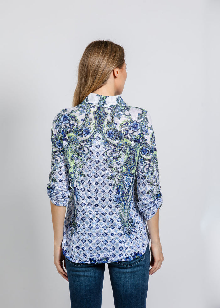 David Cline The Artisan Roll Up Shirt in Stem available at Barbara Katz