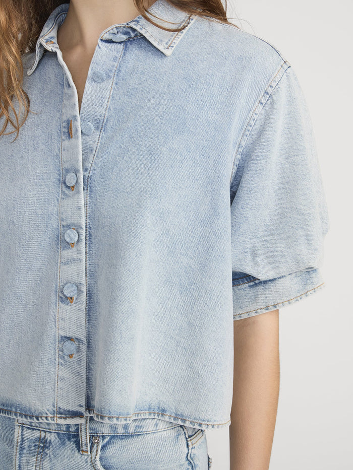 Frame The Billow Sleeve Shirt in Puffin available at Barbara Katz