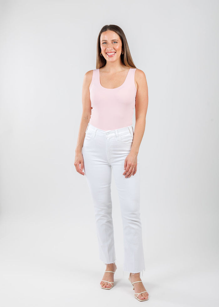 A'NUE The Classic Micro Tank Top in Ballet Slipper featuring a scoop neckline, wide shoulder straps, form-fitting fit, travel-friendly style available at Barbara Katz.