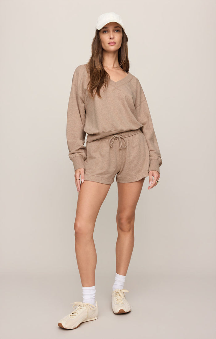 Z Supply The Everyday V-Neck Sweatshirt in Heather Ash available at Barbara Katz
