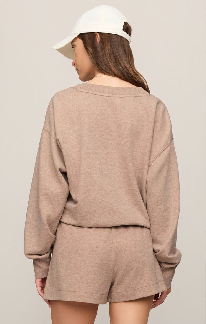 Z Supply The Everyday V-Neck Sweatshirt in Heather Ash available at Barbara Katz