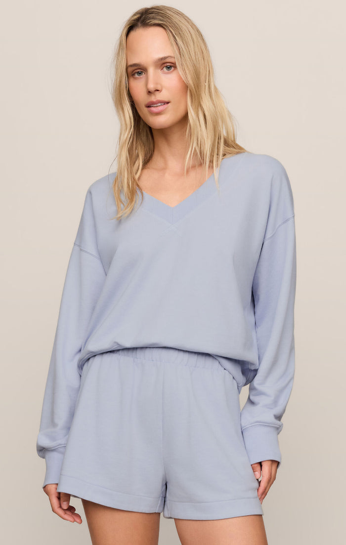 Z Supply The Everyday V-Neck Sweatshirt in Skyline available at Barbara Katz