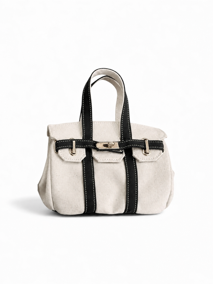 BK Handbags The Luxey Mini Canvas Tote Bag in Black available at Barbara Katz