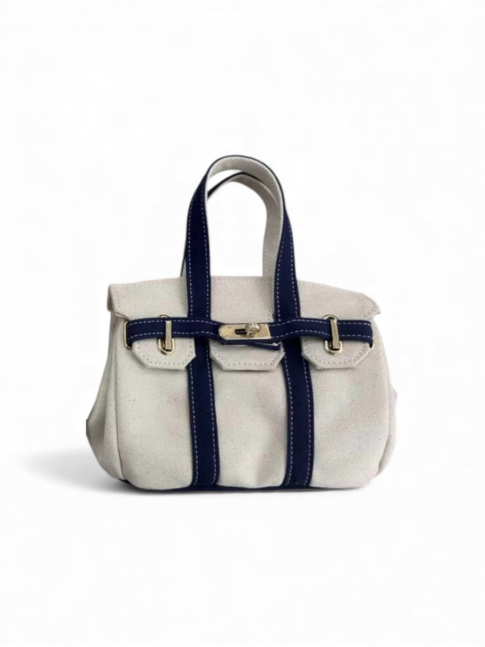 BK Handbags The Luxey Mini Canvas Tote Bag in Navy available at Barbara Katz