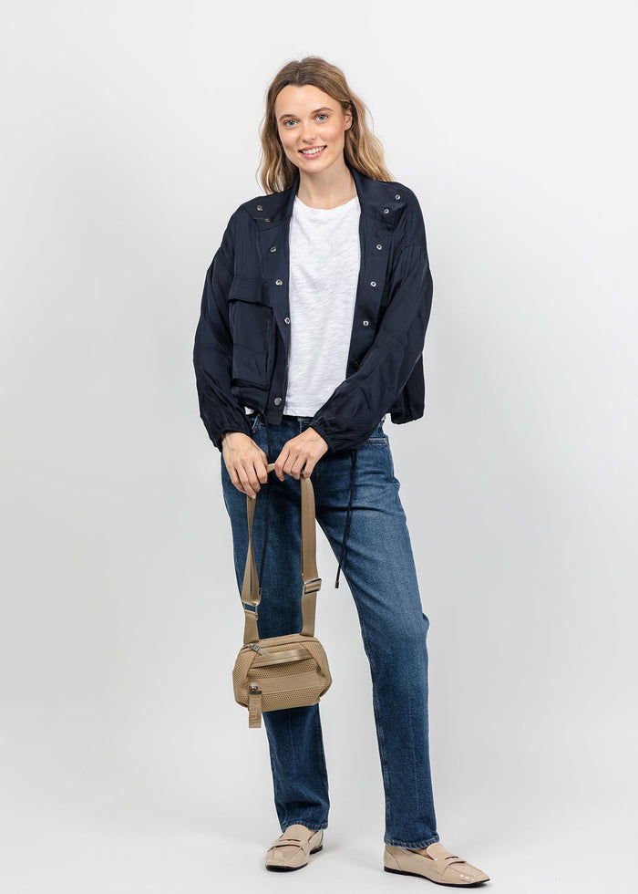 Lola & Sophie The Satin Cargo Jacket in Midnight available at Barbara Katz