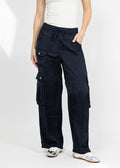 Lola & Sophie The Satin Cargo Pant - Midnight available at Barbara Katz