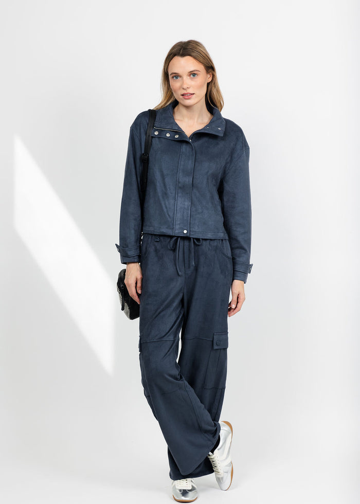 Lola & Sophie The Scout Suede Jacket and Pant - Night Watch available at Barbara Katz