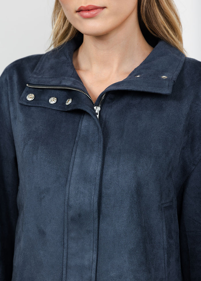 Lola & Sophie The Scout Suede Jacket - Night Watch available at Barbara Katz