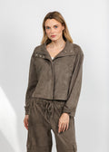 Lola & Sophie The Scout Suede Jacket - Olive available at Barbara Katz