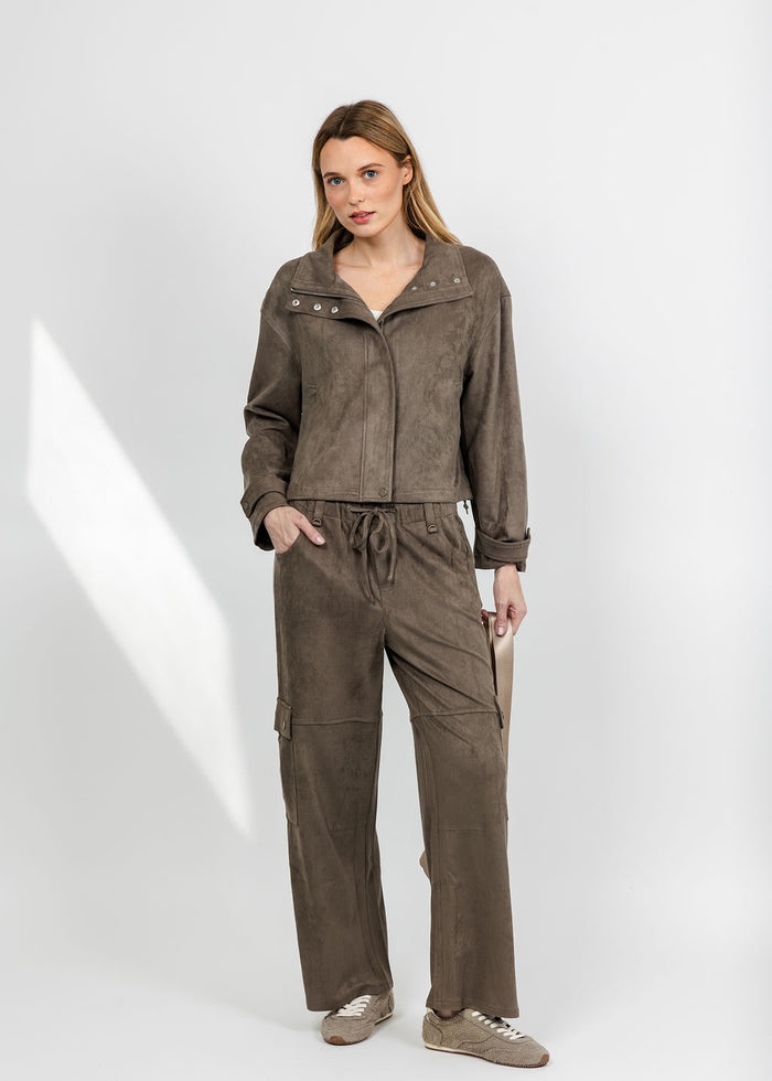 Lola & Sophie The Scout Suede Jacket and Pant - Olive available at Barbara Katz