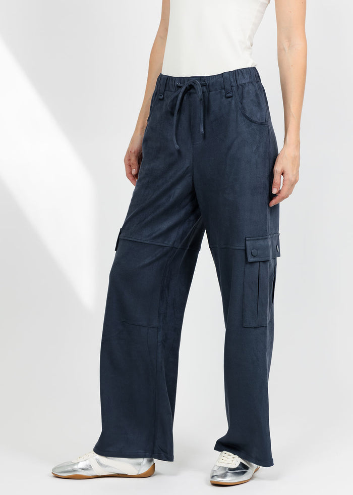 Lola & Sophie The Scout Suede Pant - Night Watch available at Barbara Katz
