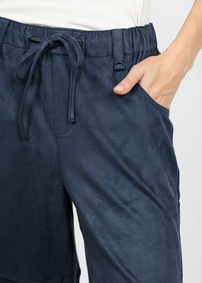 Lola & Sophie The Scout Suede Pant - Night Watch available at Barbara Katz