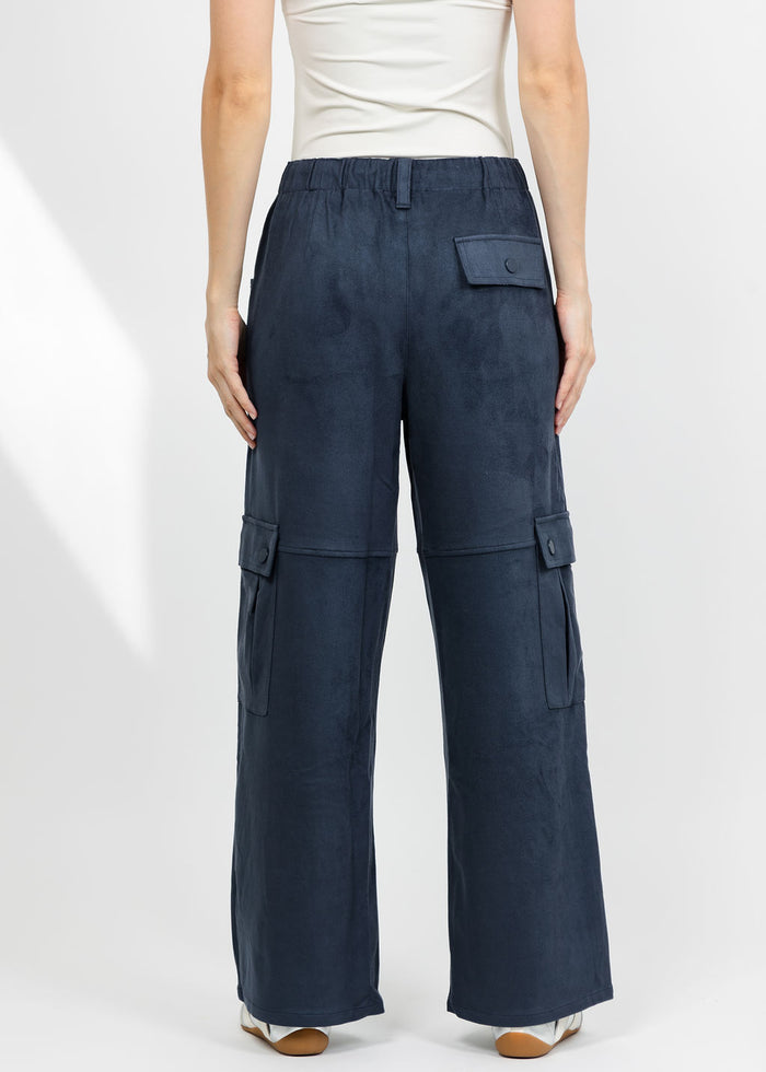 Lola & Sophie The Scout Suede Pant - Night Watch available at Barbara Katz