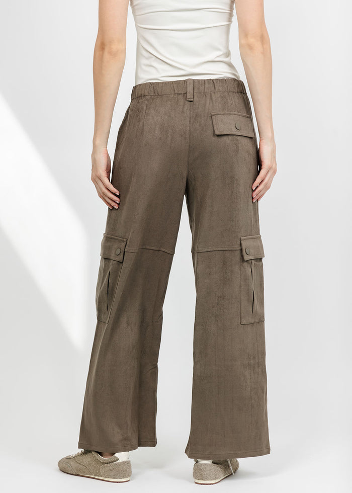 Lola & Sophie The Scout Suede Pant - Olive available at Barbara Katz