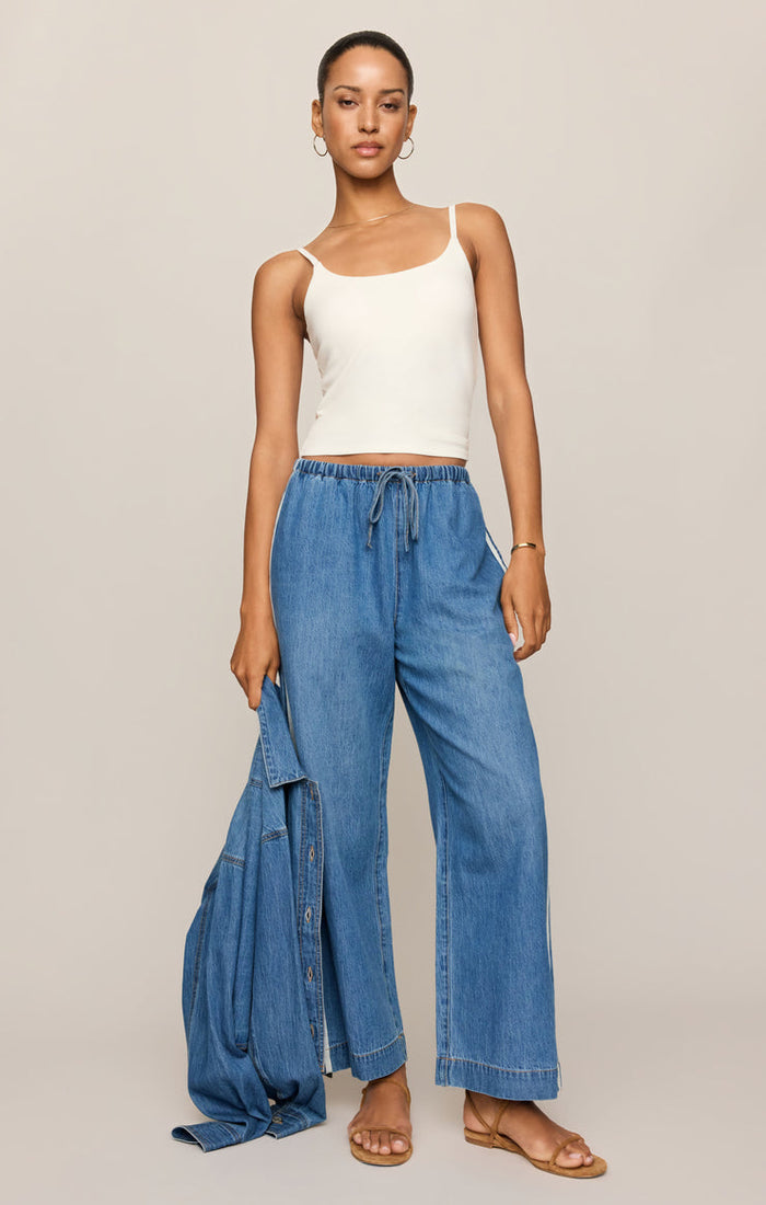 Z Supply The Sidelines Denim Track Pants in Dreamstate available at Barbara Katz