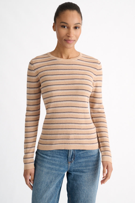 Kinross Thermal Stripe Crew Sweater available at Barbara Katz