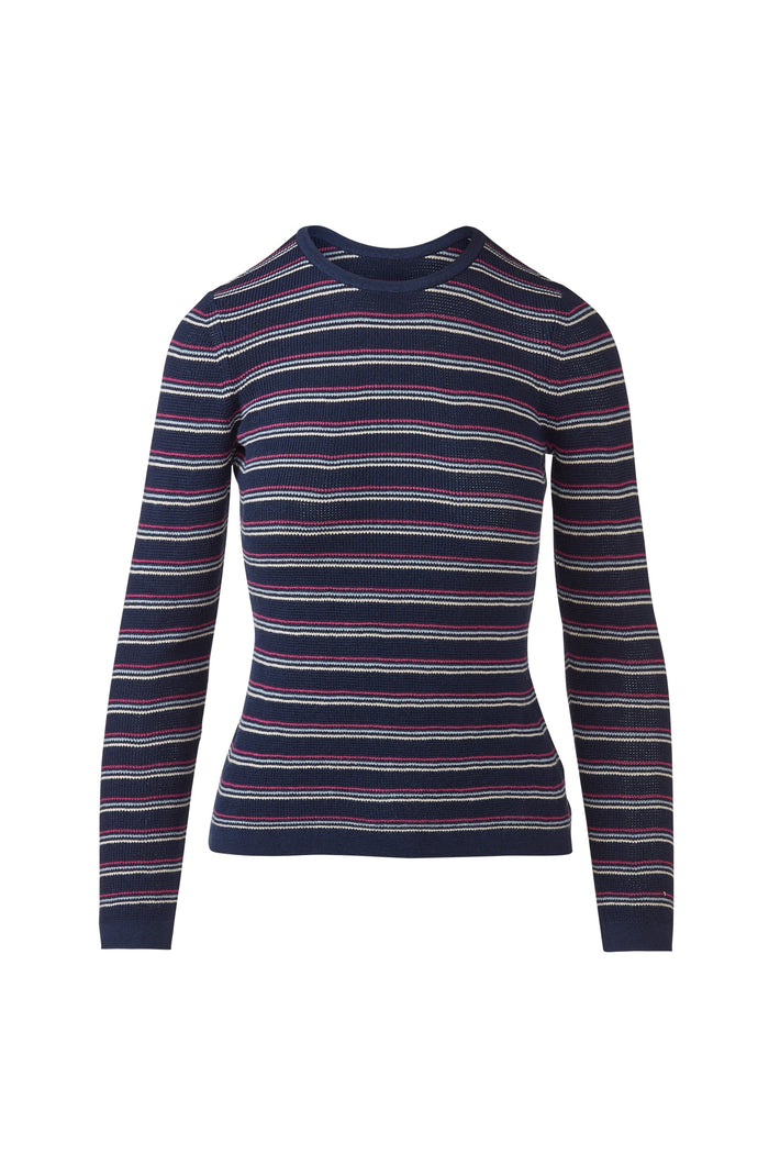 Kinross Thermal Stripe Crew Sweater available at Barbara Katz