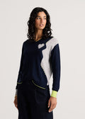 Zaket & Plover Threaded With Love V Sweater in Dark Denim available at Barbara Katz