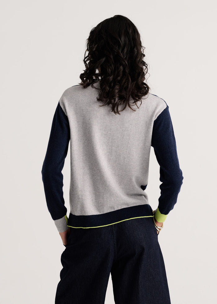 Zaket & Plover Threaded With Love V Sweater in Dark Denim available at Barbara Katz
